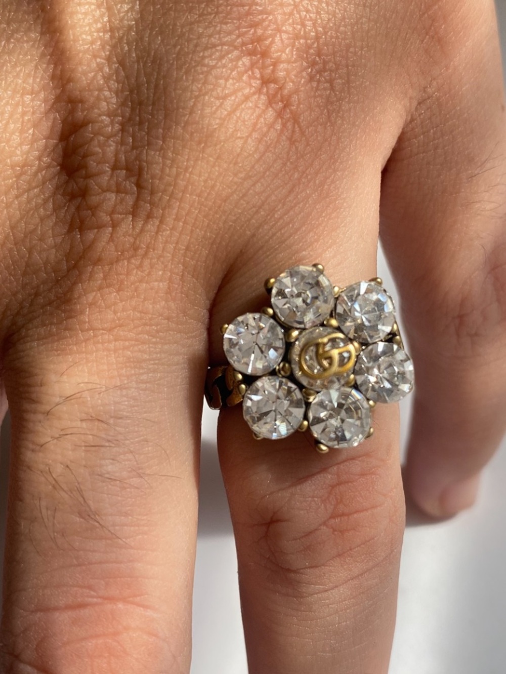 DESIGNER INSPIRED Gold Flower Cluster Ring with Clear Stones